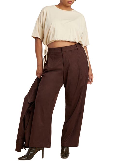Faux Suede Wide Leg Pant (Plus Available)