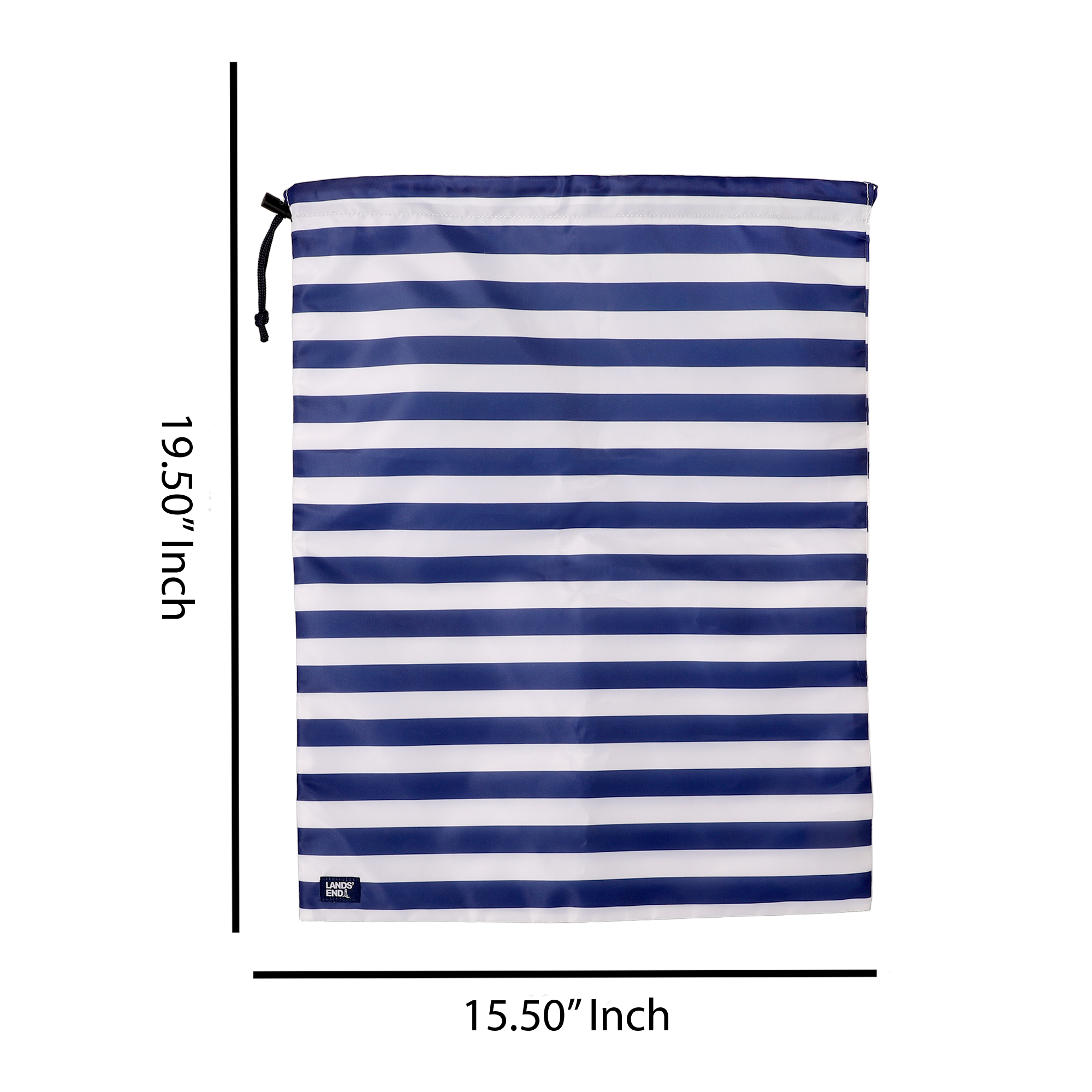 Lands' End Travel Laundry Bags 2-Pack, Polyester Canvas Dirty Clothes Travel Bag with Drawstring, Alternate, color, Navy