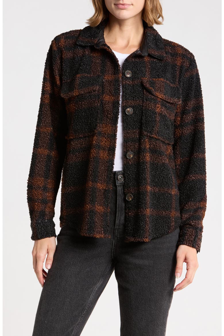 Tory Boxy Crop Plaid Shacket, Main, color, CHOCOLATE DUST