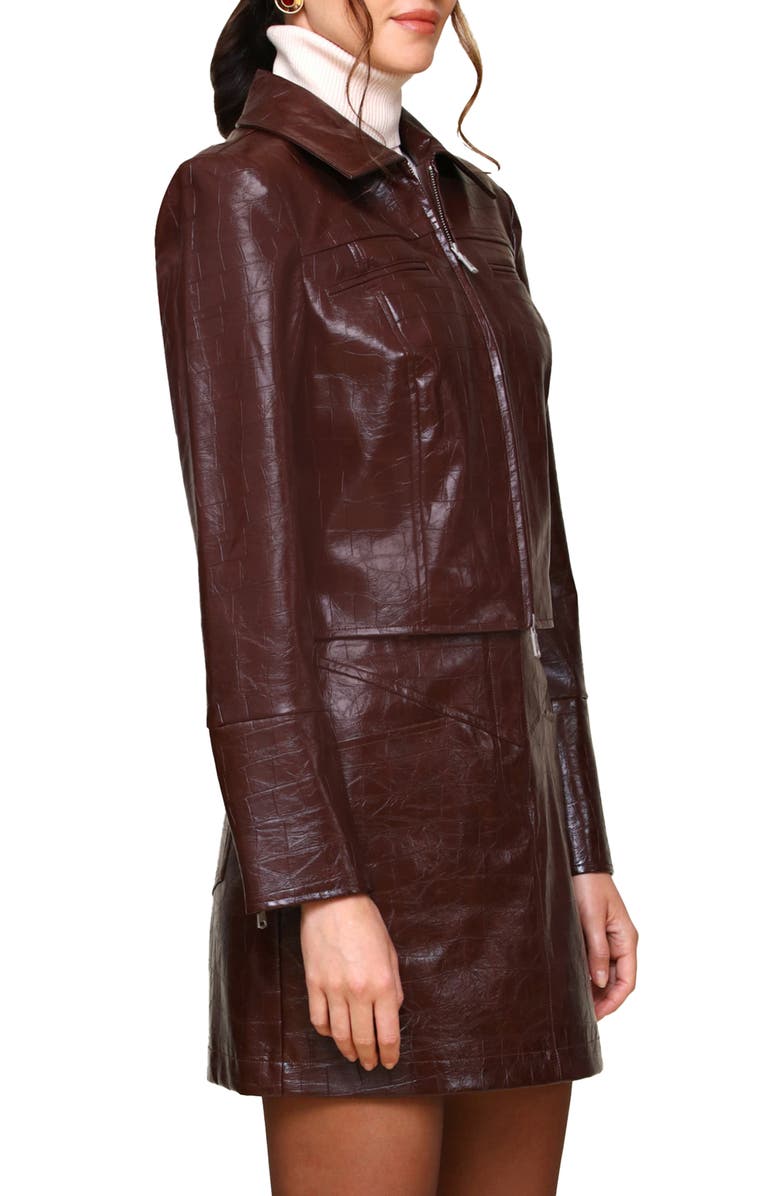 Avec Les Filles Croc-Embossed Faux-Ever Leather<sup>™</sup> Crop Jacket, Alternate, color, 