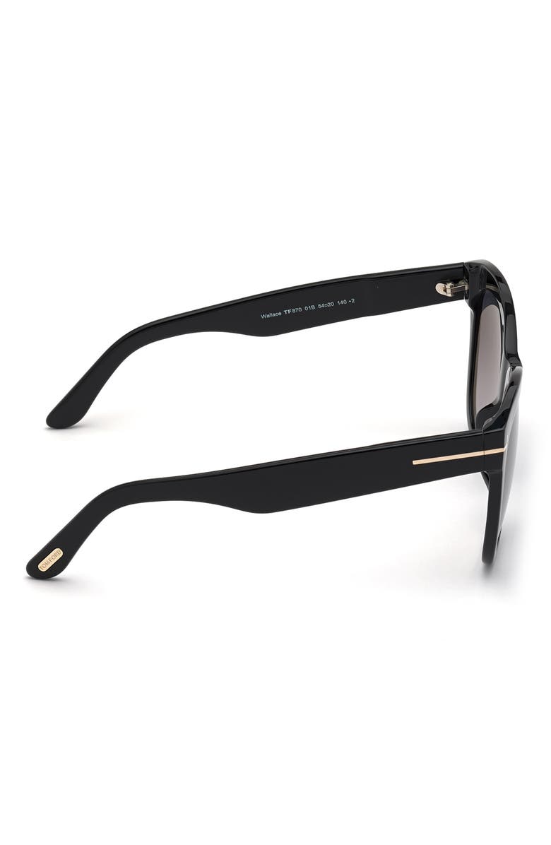 TOM FORD Wallace 54mm Gradient Cat Eye Sunglasses, Alternate, color, Shiny Black / Gradient Smoke