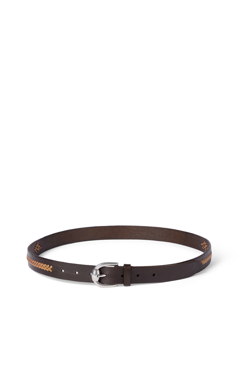 Leather braided pattern belt, Main, color, Chocolate