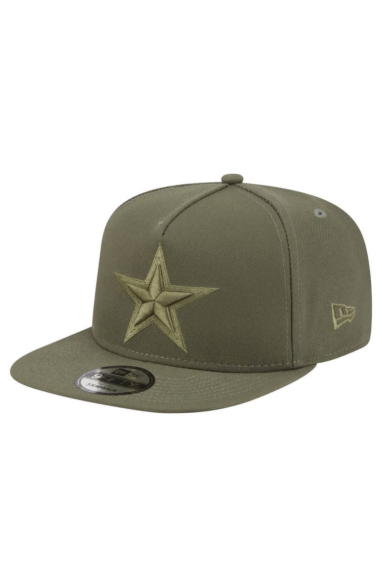 New Era Men
s New Era  Olive Dallas Cowboys Color Pack A-Frame 9FIFTY Snapback Hat, Main, color, 