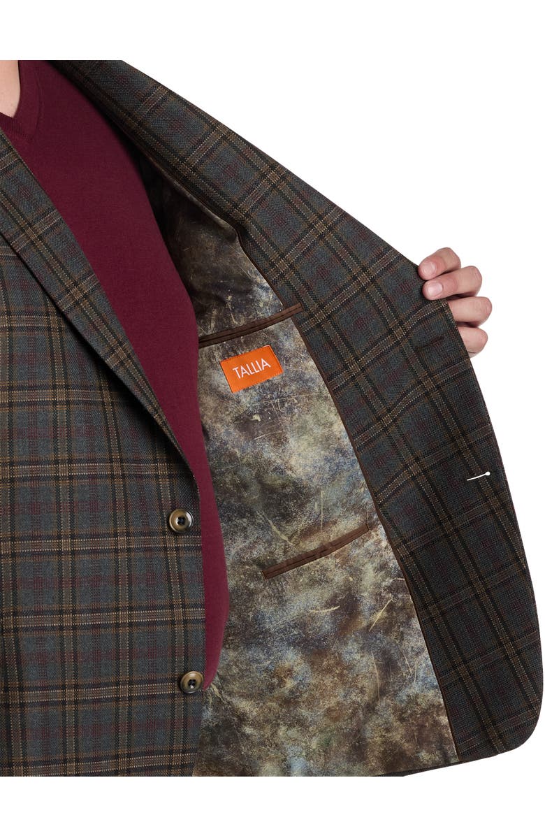 Tallia Wool-Blend Plaid Sport Coat, Alternate, color, Green