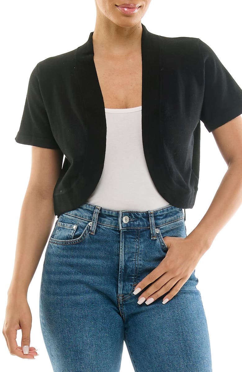 Nina Leonard Knit Bolero, Main, color, Black