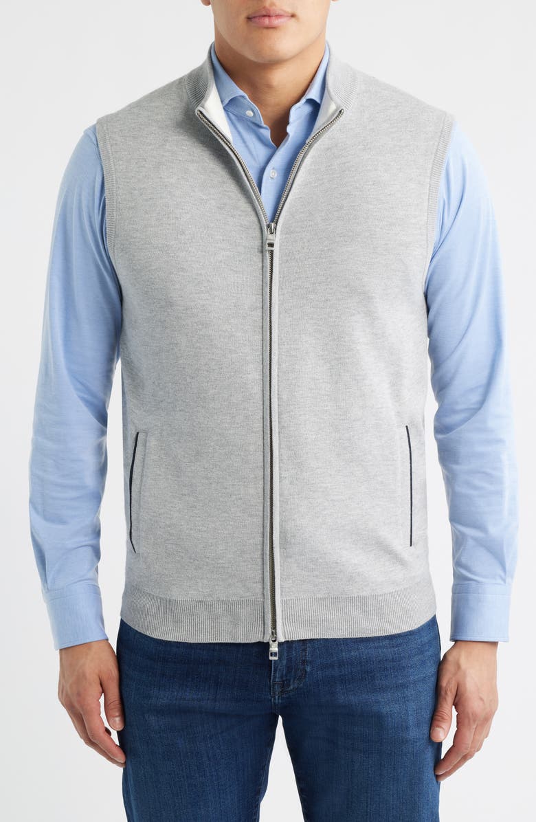 Peter Millar Coolspun Performance Full Zip Sweater Vest, Alternate, color, British Grey
