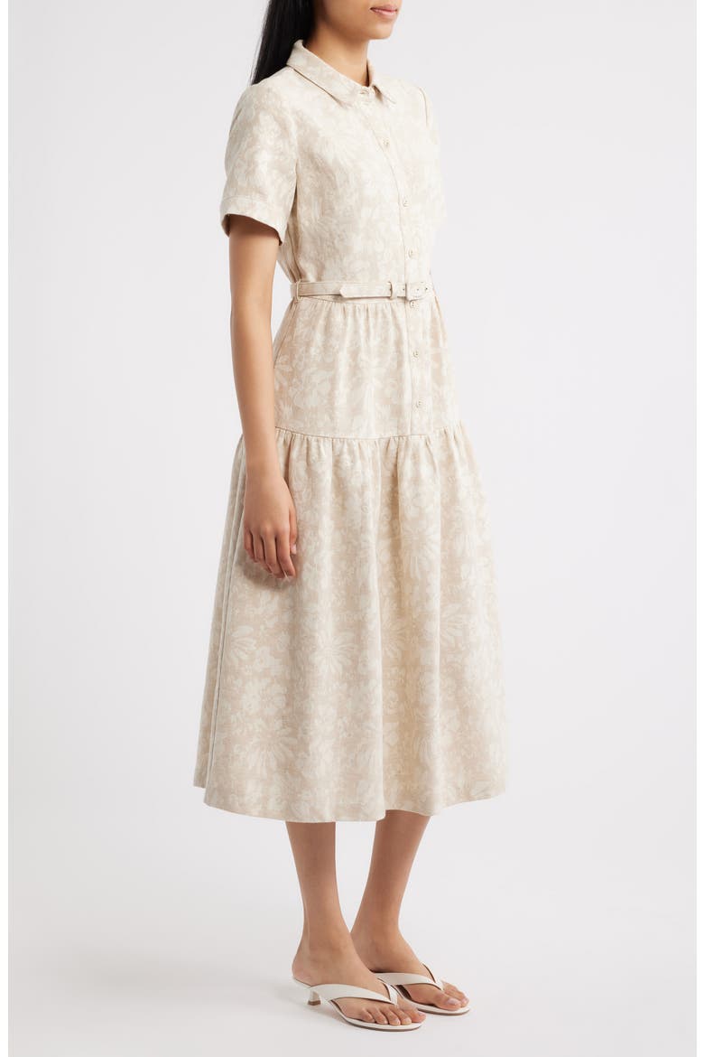 Floral Print Cotton Blend Shirtdress, Alternate, color, OATMEAL