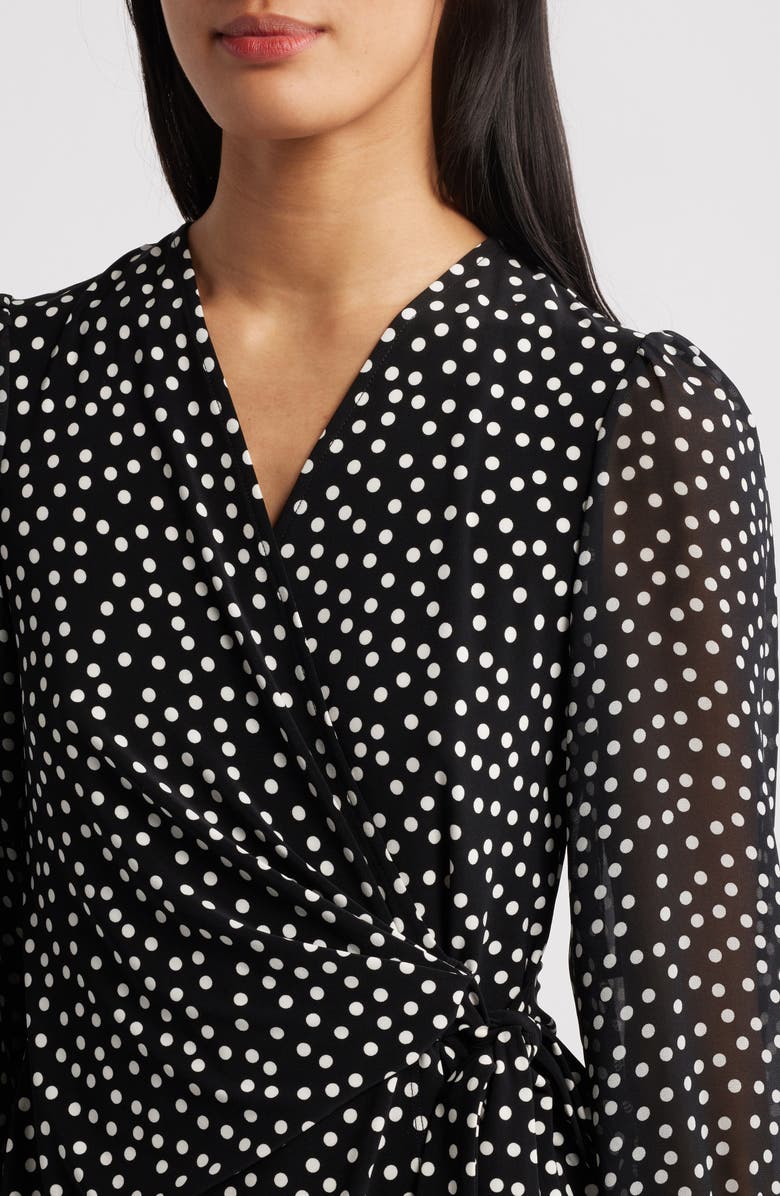 Anne Klein Polka Dot Wrap Top, Alternate, color, 