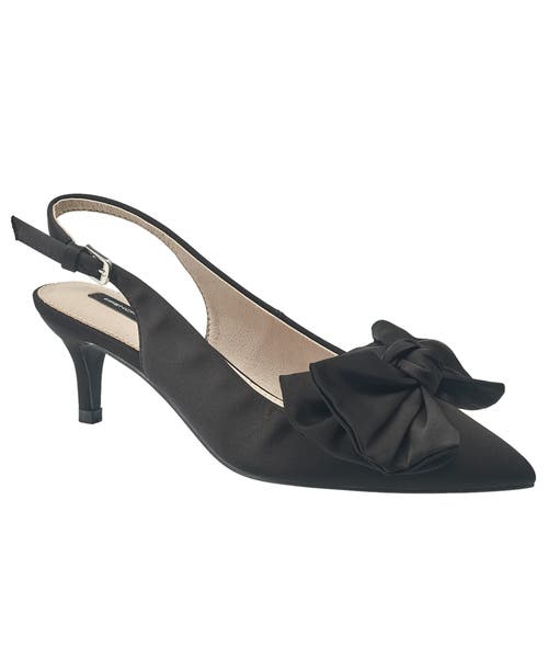 French Connection Quinn Bow Womens Bow Satin Slingback Heels In Black
