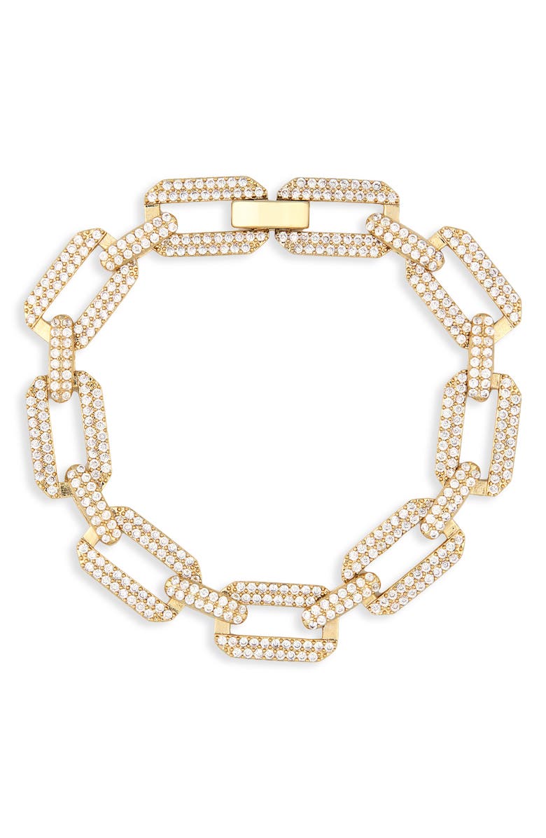 Electric Picks Prestige Pavé Cubic Zirconia Chain Bracelet, Main, color, Gold