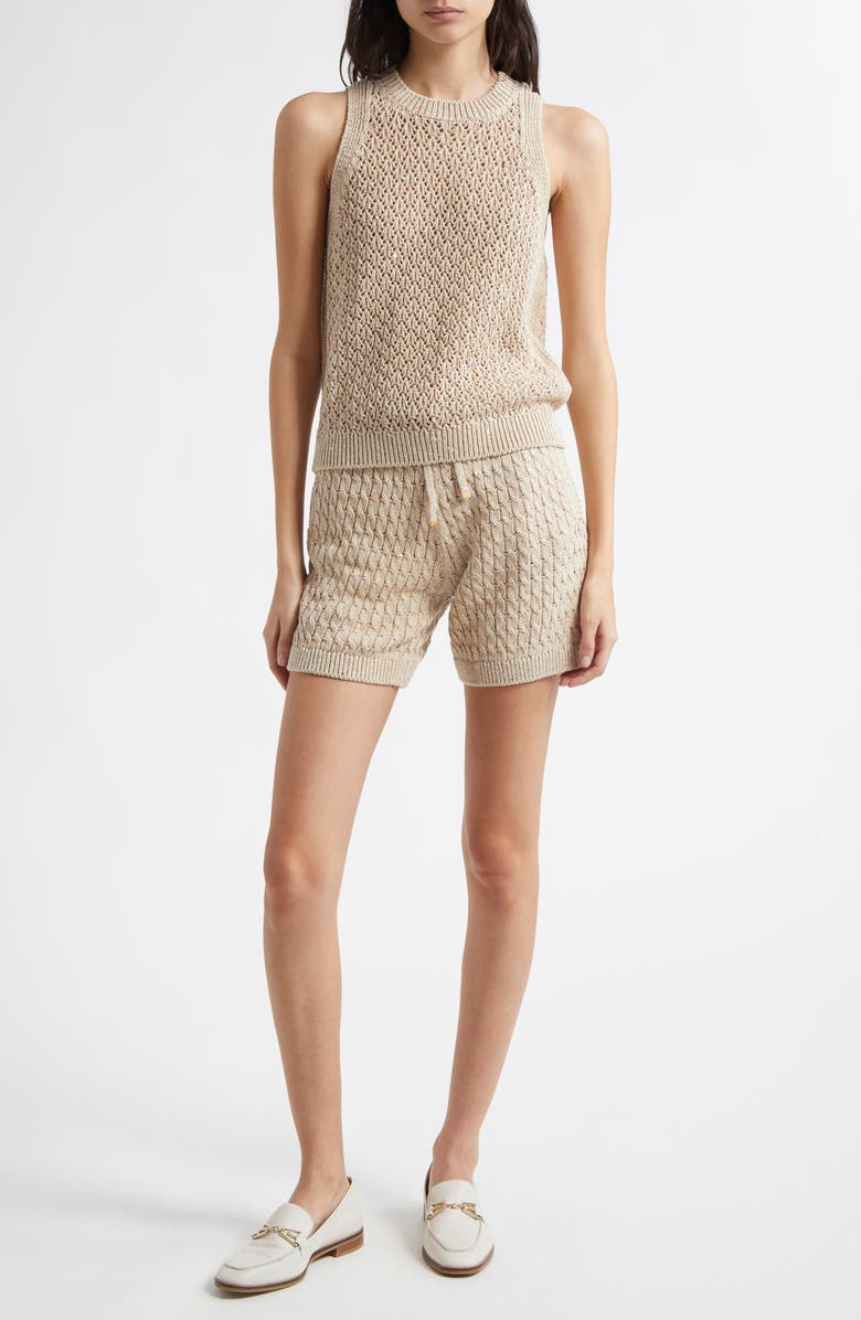 Eleventy Cable Knit Sweater Shorts, Alternate, color, Sand