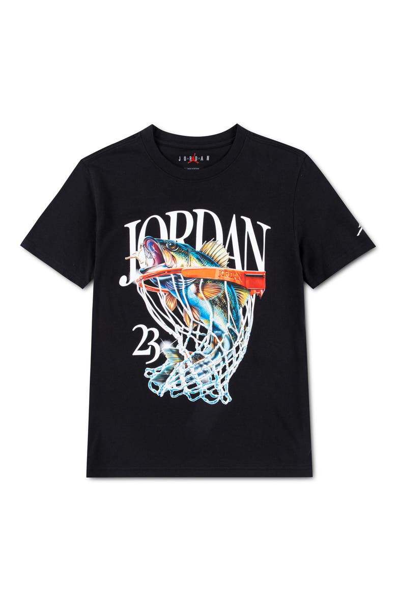 Kids' Catch of the Day Graphic Cotton Blend T-Shirt, Main, color, BLACK