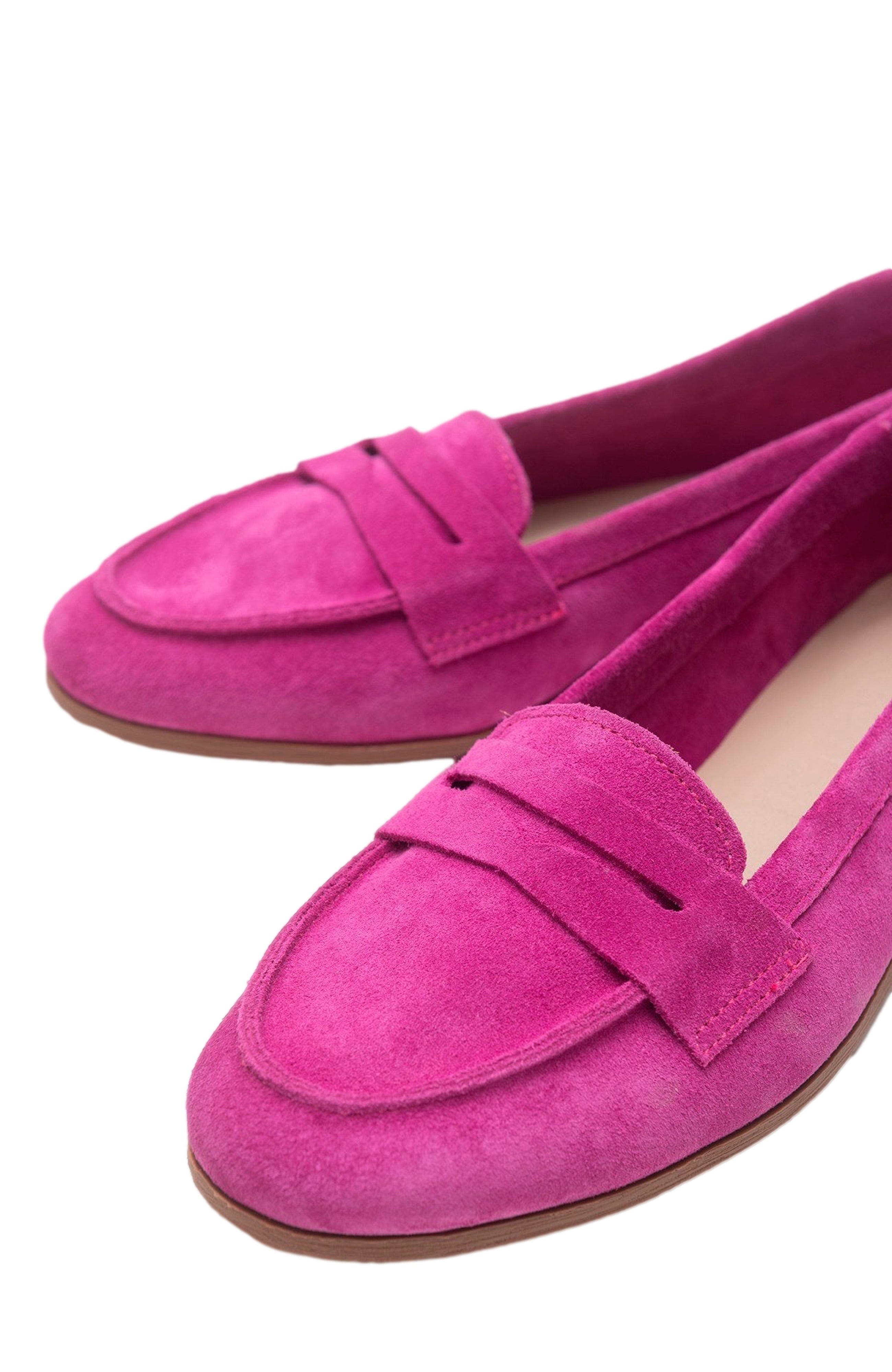 Dorothy Leather Loafer, Alternate, color, Fuchsia Suede Leather