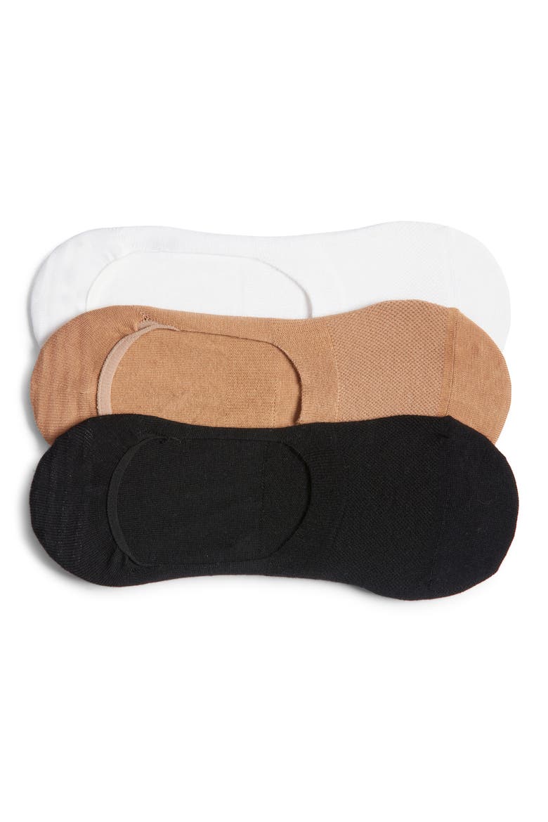 3-Pack No-Show Liner Socks, Main, color, BLACK/ BEIGE/ WHITE