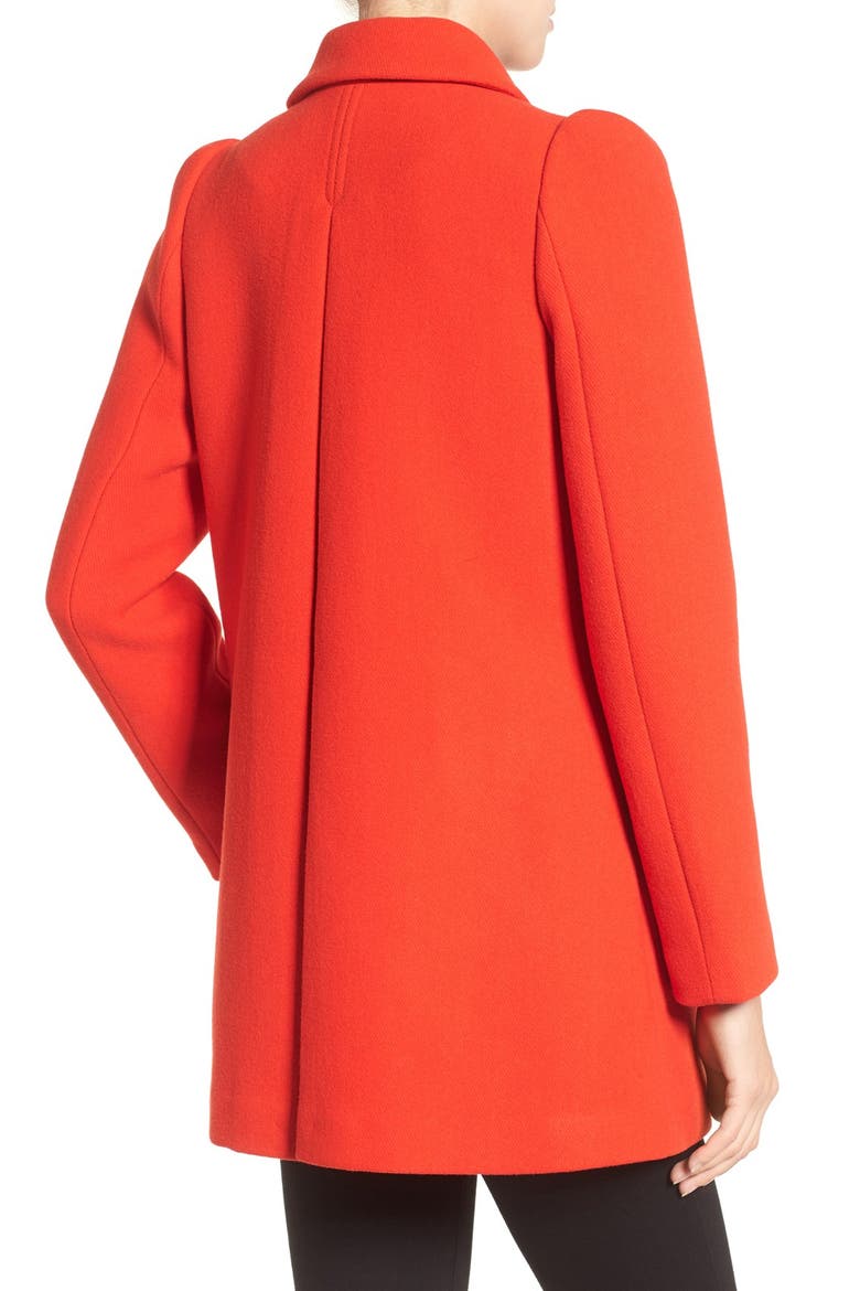 wool blend a-line coat, Alternate, color, LOLLIPOP RED