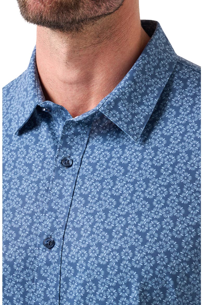Techwoven Sunlight Floral Short Sleeve Performance Button-Up Shirt, Alternate, color, BERING SEA
