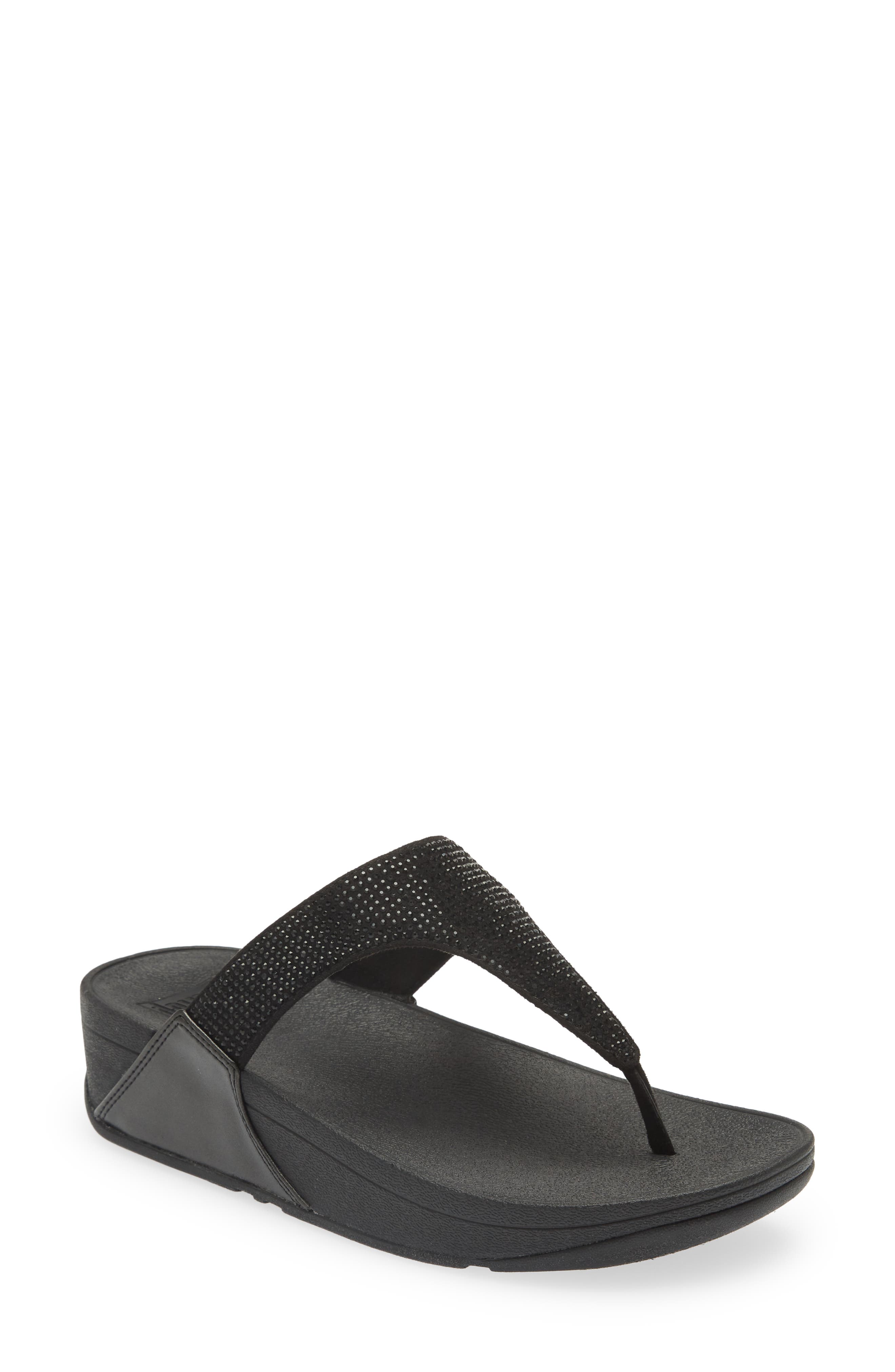 FitFlop Lulu Embellished Flip Flop, Main, color, All Black