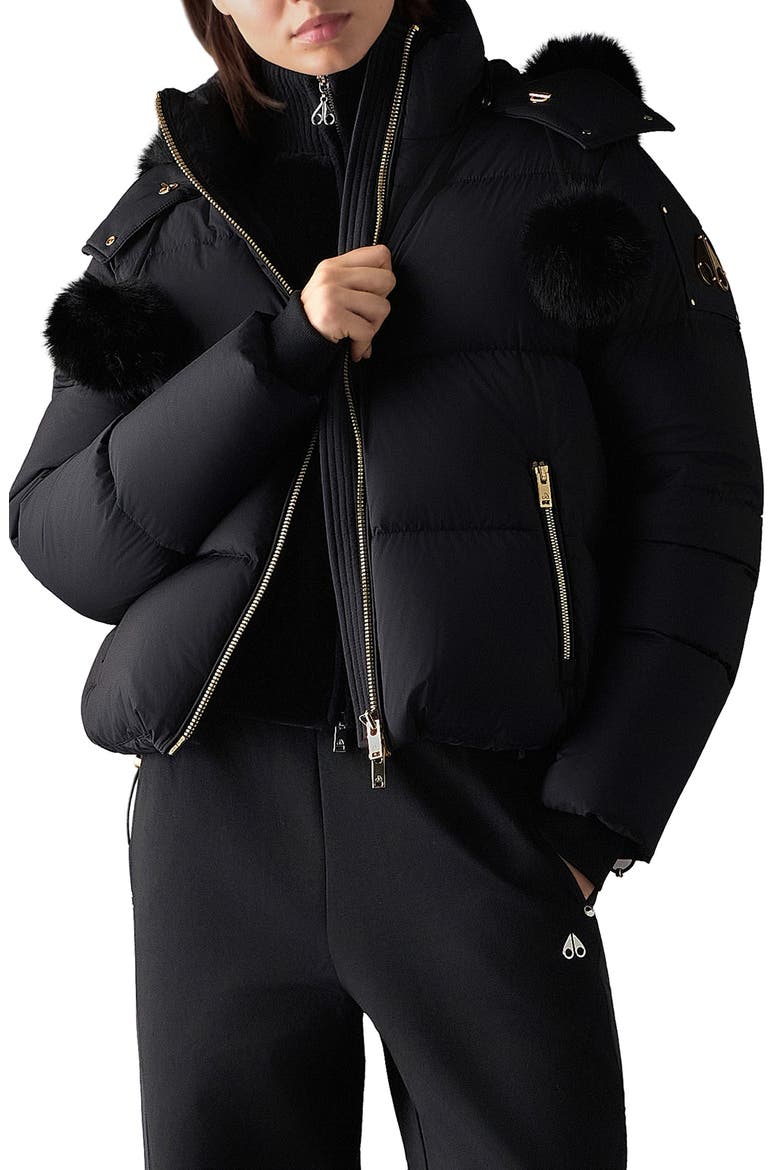 Misti Peak Faux Fur Trim Puffer Jacket, Main, color, BLACK-BLACK