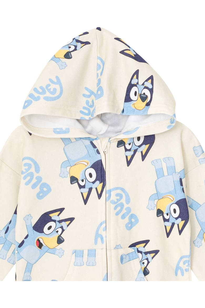 Loungewear Fleece Hooded One Piece, Alternate, color, Bluey Tusk Cream