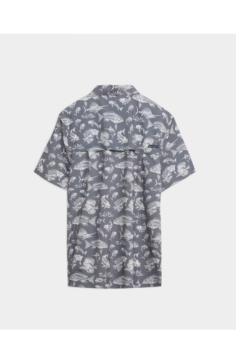Salt Life Fish N Bones 2.0 Performance Woven Shirt, Alternate, color, Castle Rock