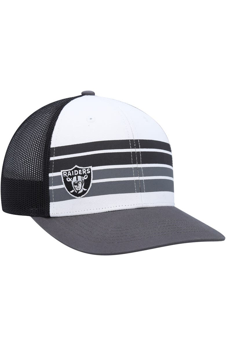 '47 Youth '47 White/Charcoal Las Vegas Raiders Cove Trucker Snapback Hat, Main, color, 