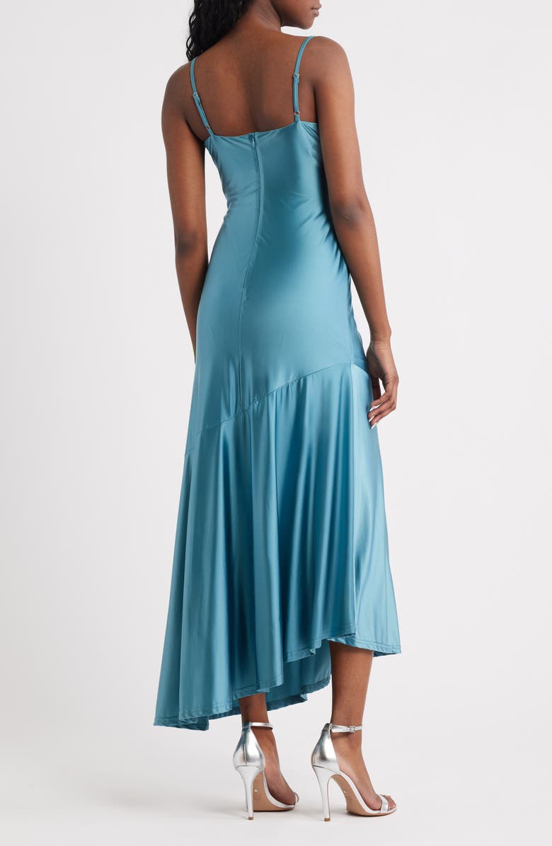 Rare London Bias Cut Liquid Satin Gown, Alternate, color, Blue