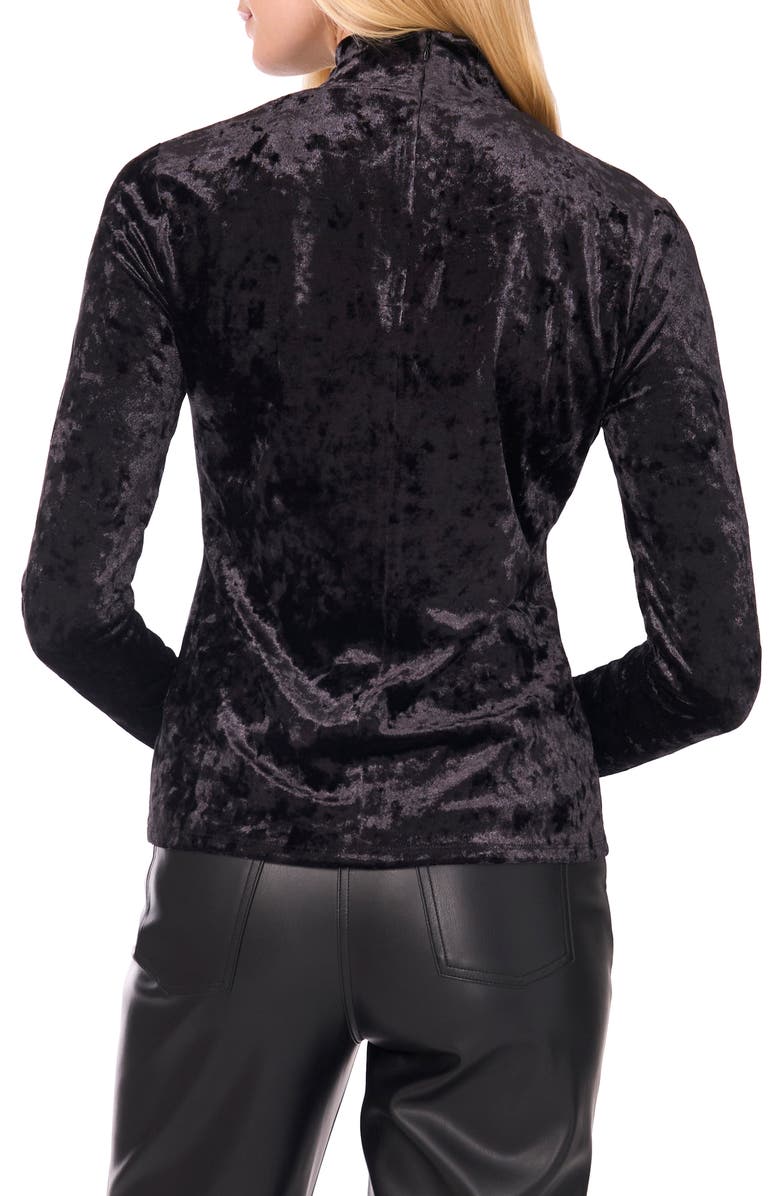 1.STATE Mock Neck Long Sleeve Crushed Velvet Top, Alternate, color, Rich Black