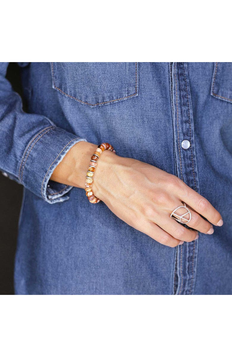 Sheryl Lowe Howardite 8mm Bead Bracelet with 5 Diamond Rondelles, Alternate, color,