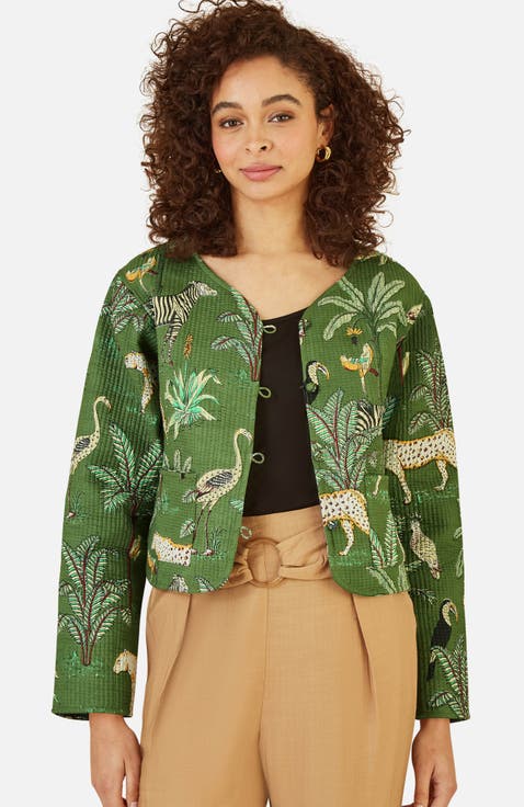 Animal Reversible Cropped Quilted Jacket