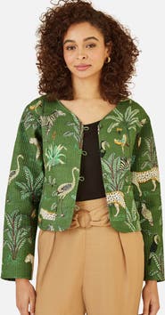 Yumi Animal Reversible Cropped Quilted Jacket