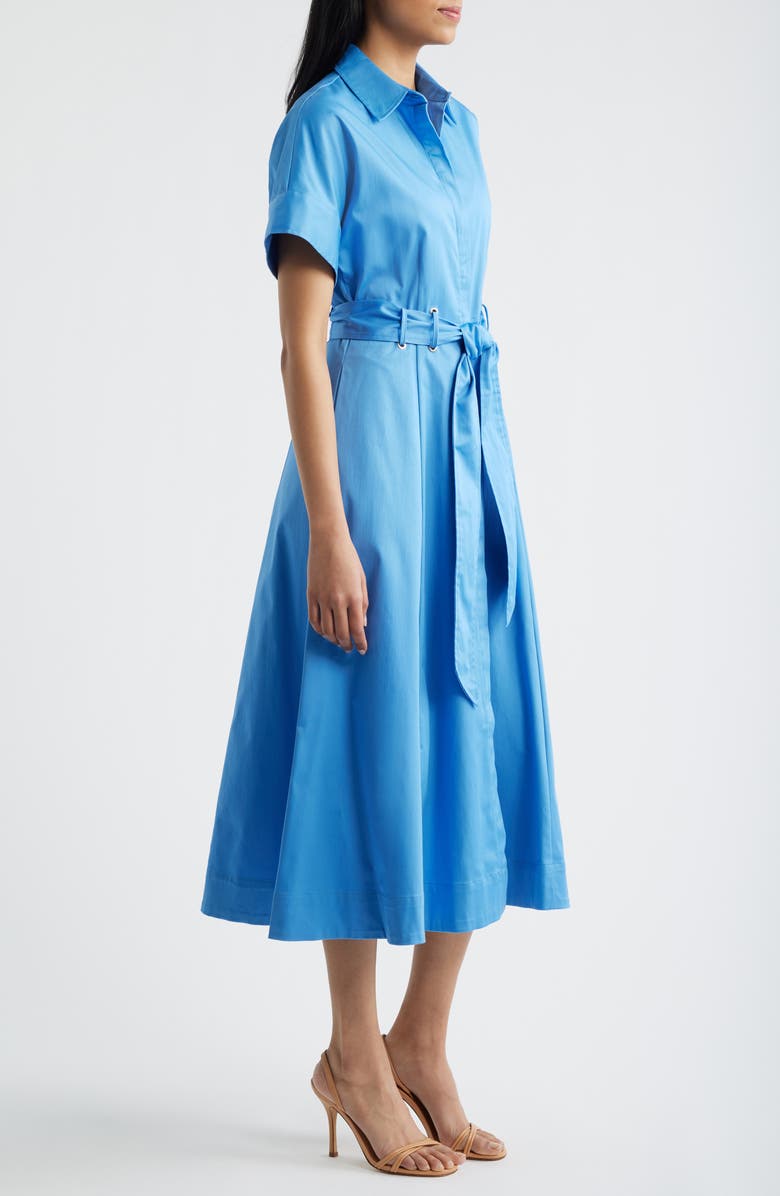 Anne Klein Grommet Belt Loop Midi Shirtdress, Alternate, color, Seaport