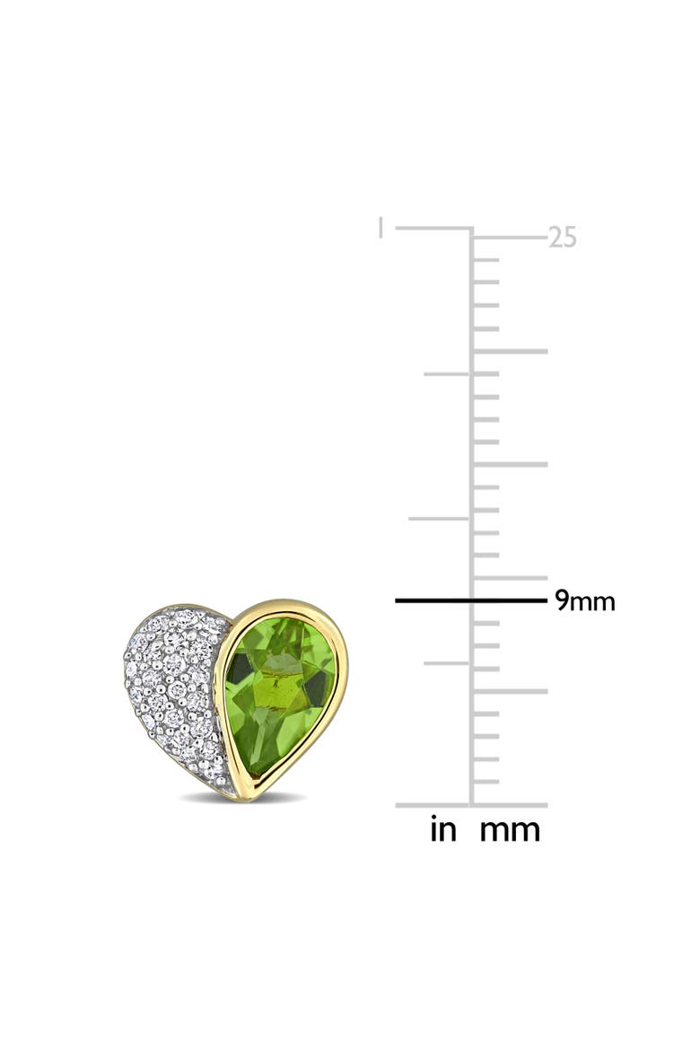 Gemstone & Diamond Heart Earrings 10K, Alternate, color, Peridot