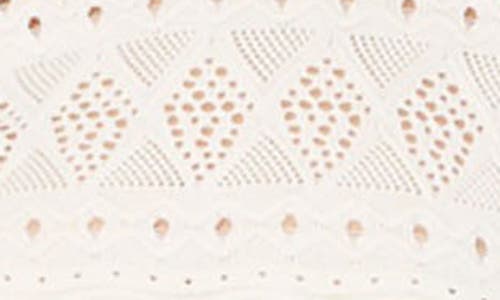 Milly Smocked Finish Pointelle Short Sleeve Top In Ecru