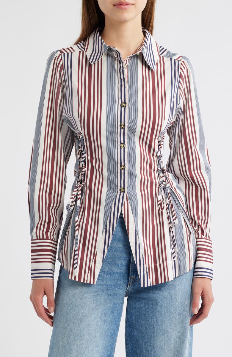 Damson Madder Jilla Stripe Lace-Up Button-Up Shirt, Main, color,