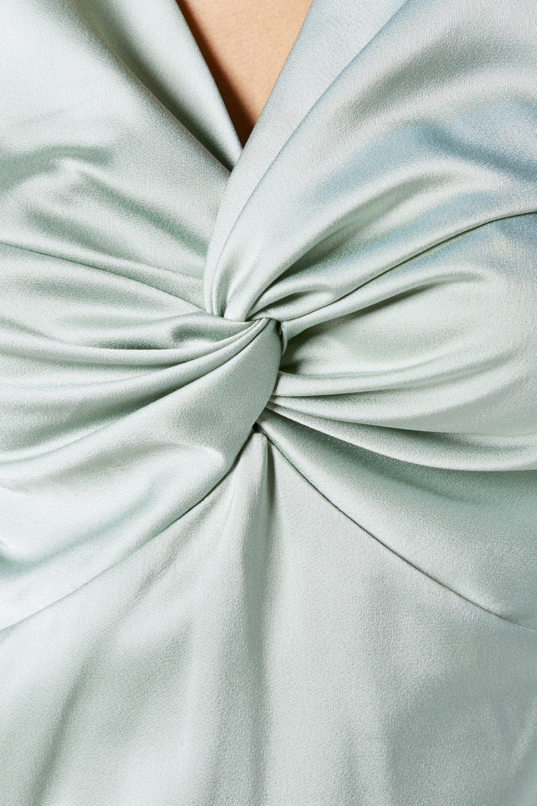 Satin Bridesmaids Midi Dress, Alternate, color, Sage
