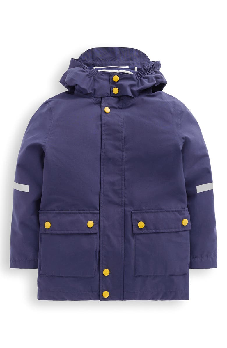 Mini Boden Kids' Waterproof Fisherman's Hooded Raincoat, Main, color, College Navy