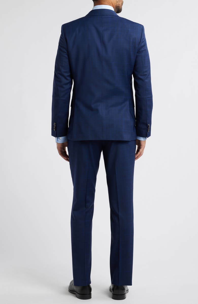 Huge Slim Fit Navy Glen Plaid Wool Suit