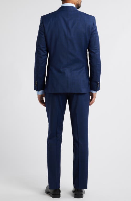 Hugo Boss Boss Huge Slim Fit Navy Glen Plaid Wool Suit In Dark Blue