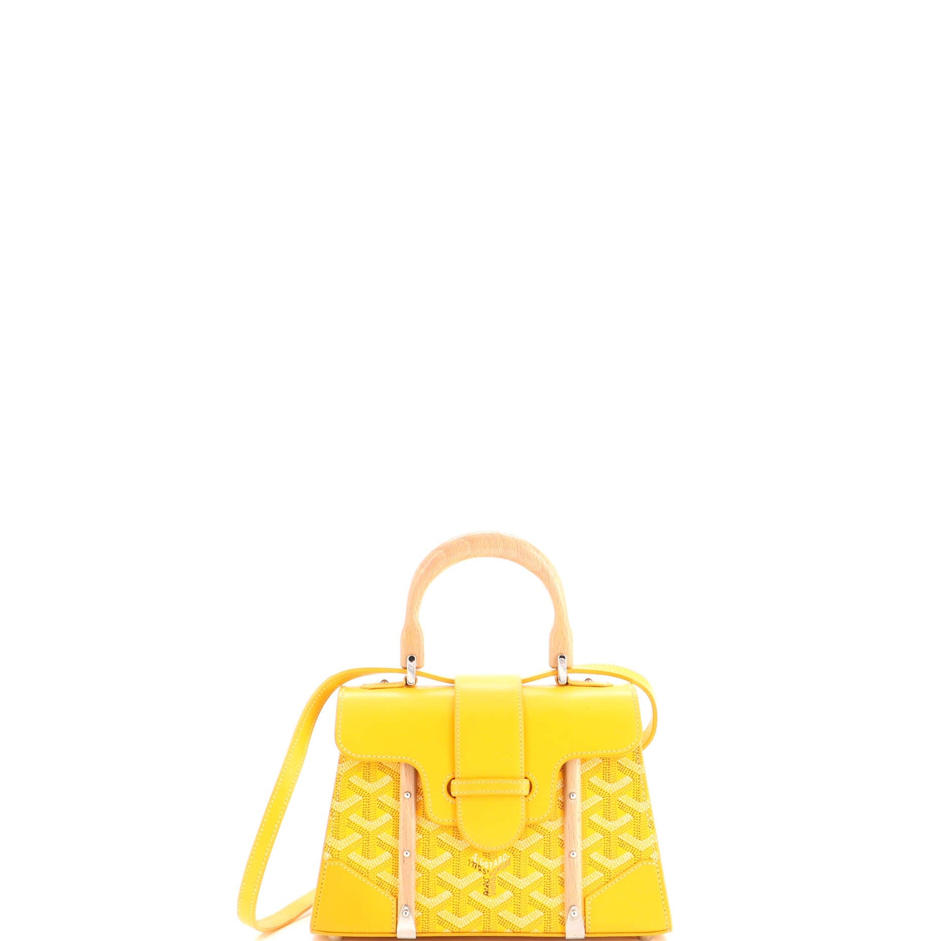 Structured Saigon Top Handle Bag Coated Canvas with Leather Mini, Main, color, Yellow
