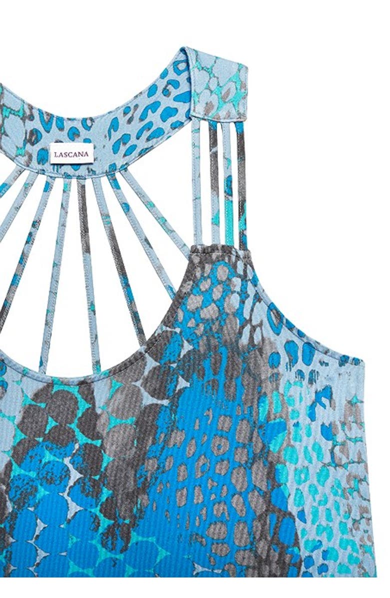 LASCANA Women's Strappy Detail Dress, Alternate, color, Blue Multi