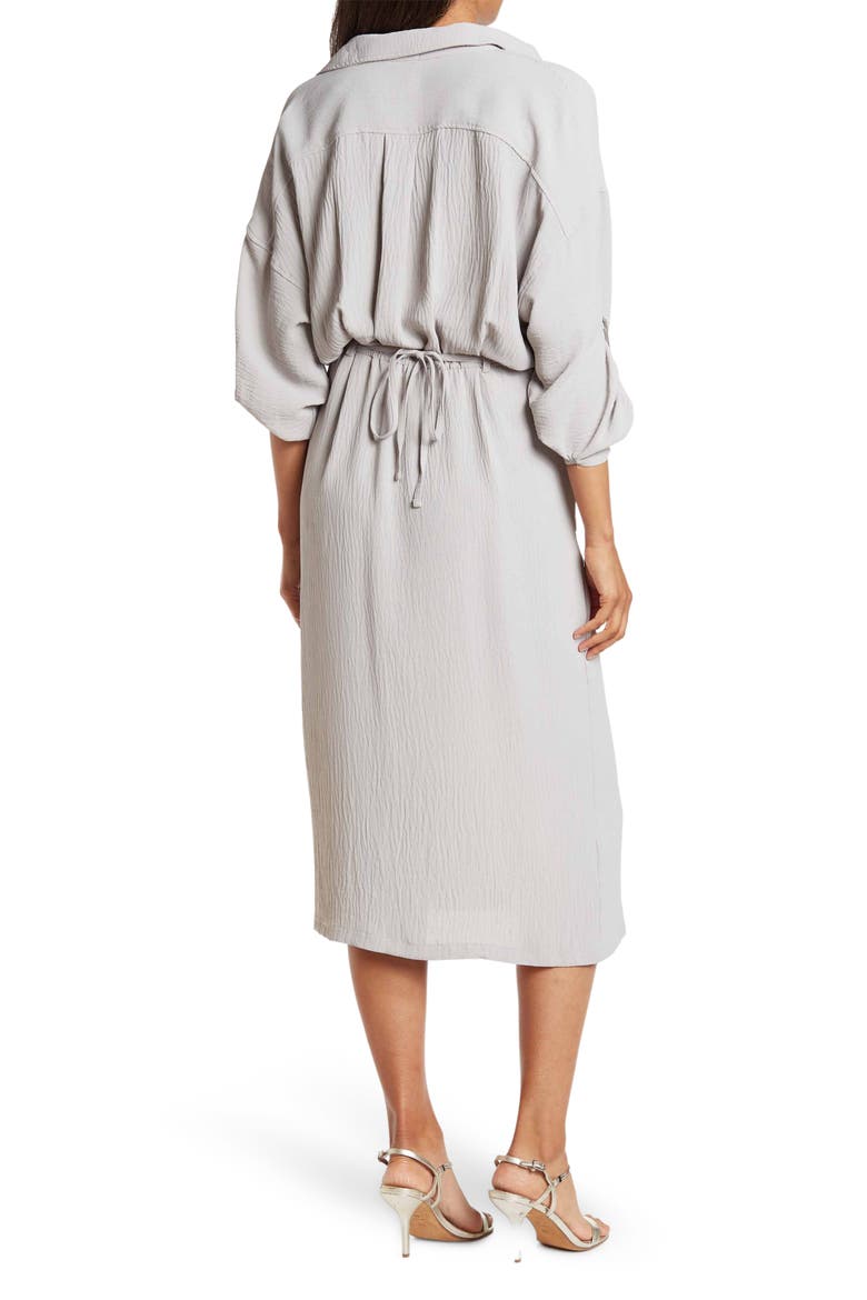 Career Button Front Midi Shirt Dress, Alternate, color, DOVE-DOVE