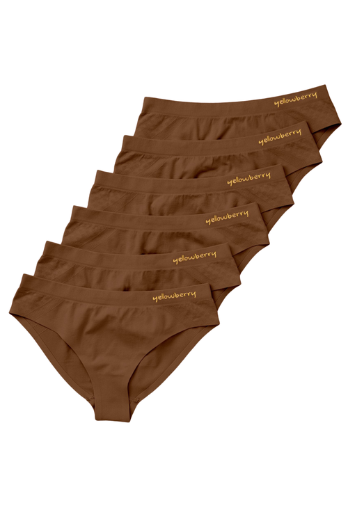 Yellowberry 6PK Seamless Bikini Underwear with Bonded Seam in Mocha  product