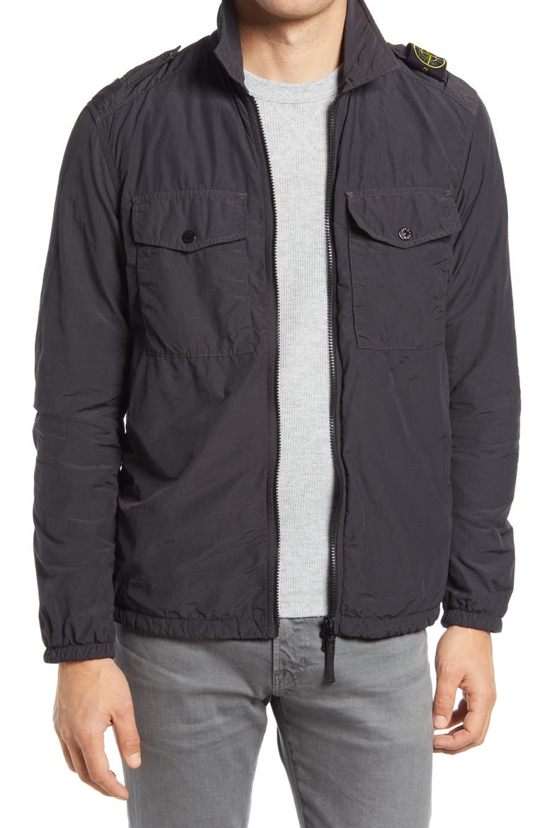 Garment Dyed Crinkle Reps Nylon Shirt Jacket, Main, color, CHARCOAL