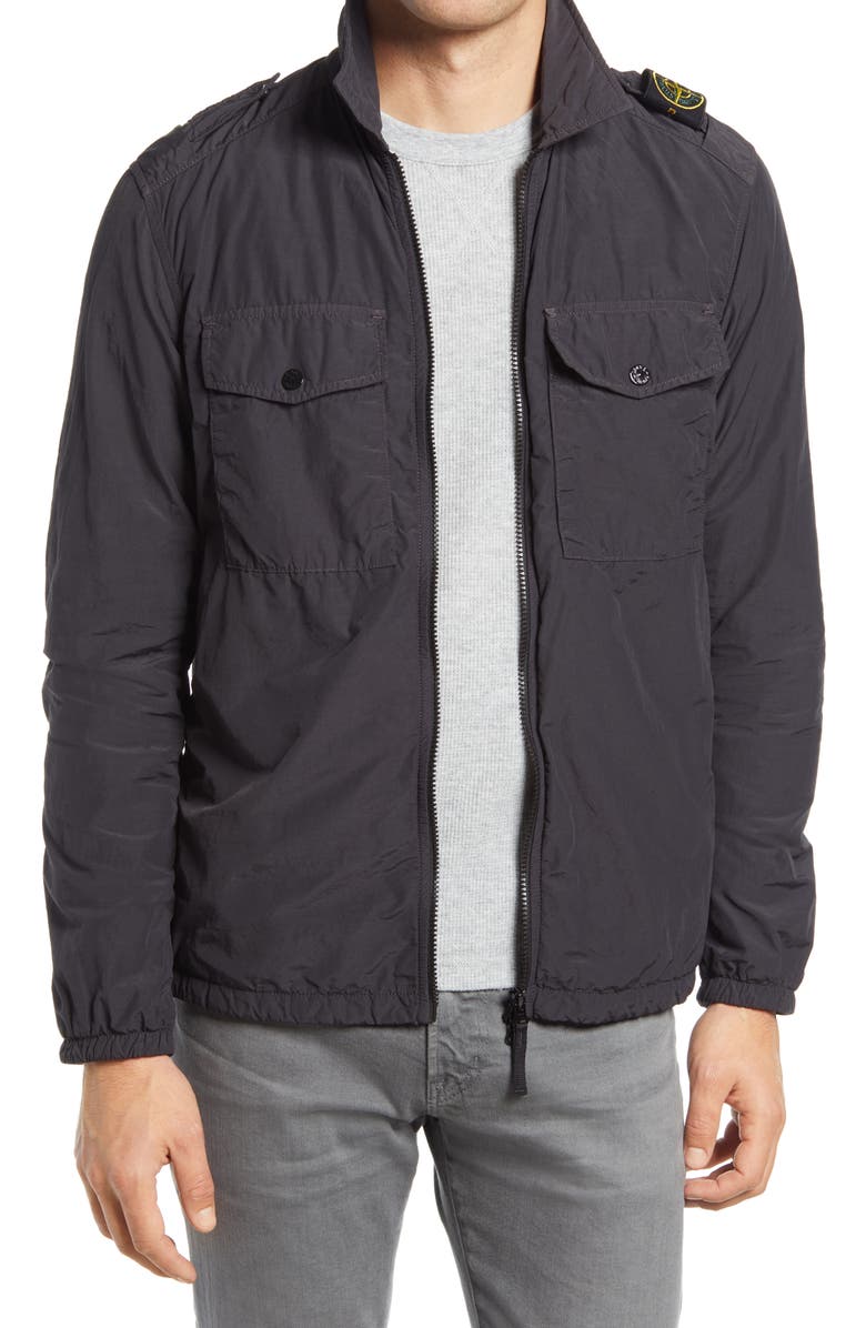 Stone Island Garment Dyed Crinkle Reps Nylon Shirt Jacket, Main, color, 