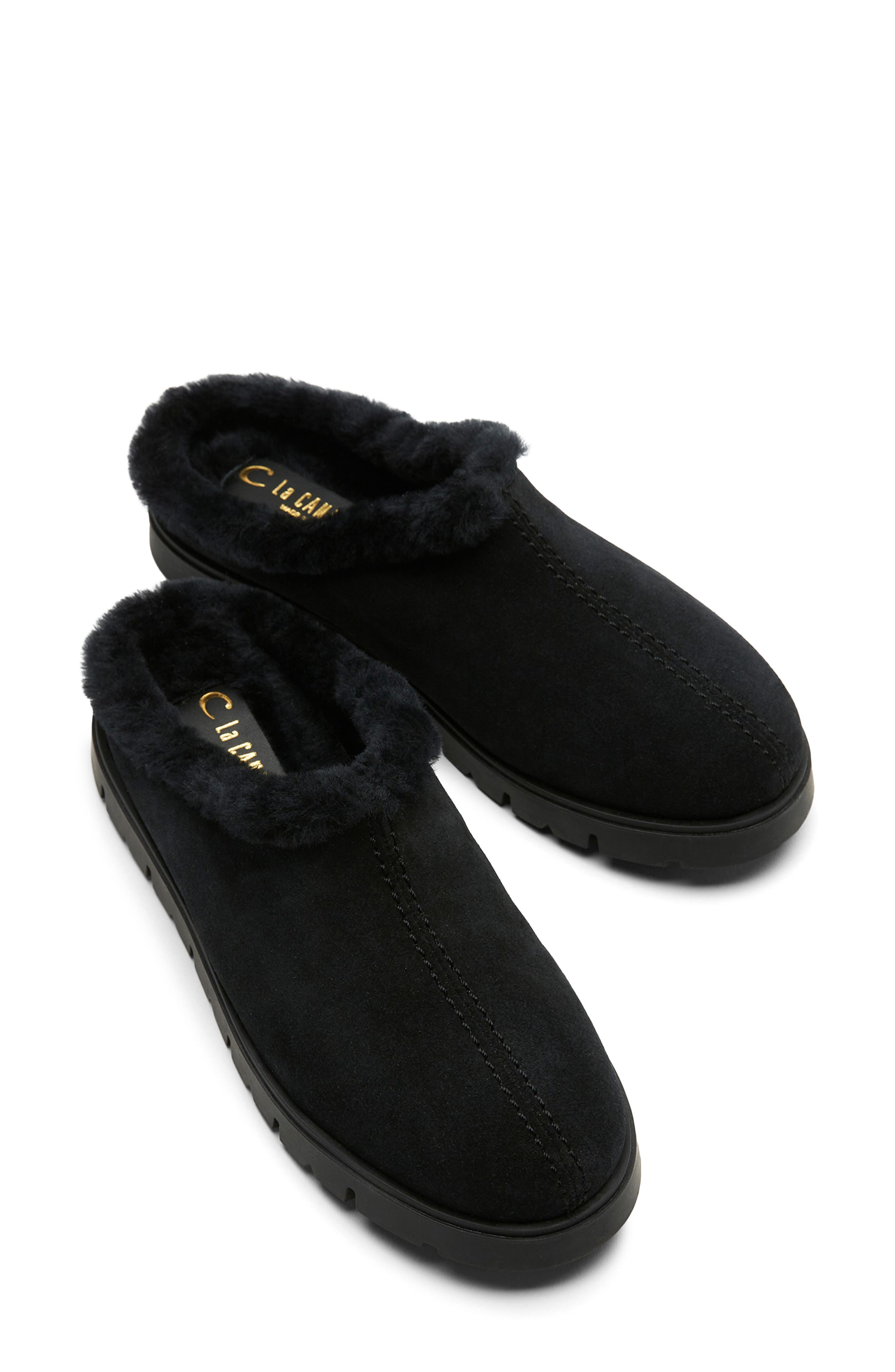 La Canadienne Eva City Dry<sup>™</sup> Waterproof Shearling Lined Slipper, Alternate, color, Black Suede