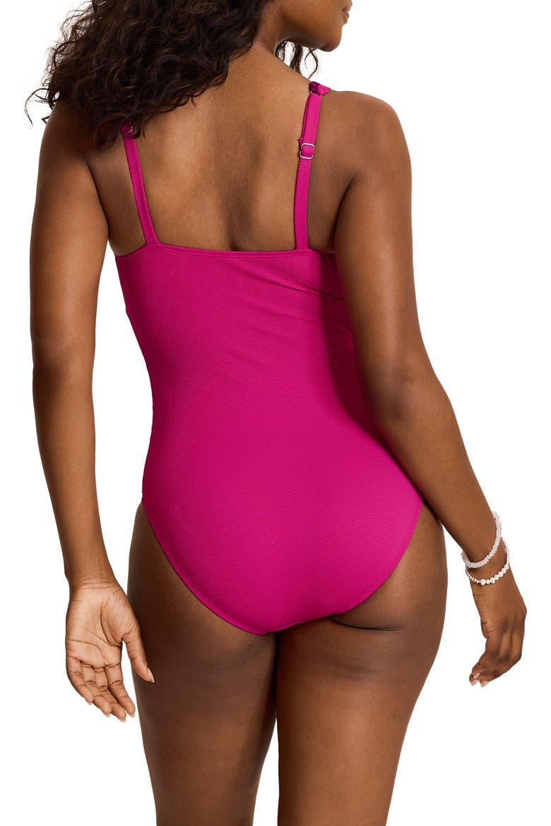 Island Cays Cabana Tie Front One-Piece Swimsuit, Alternate, color, HIBISCUS POP