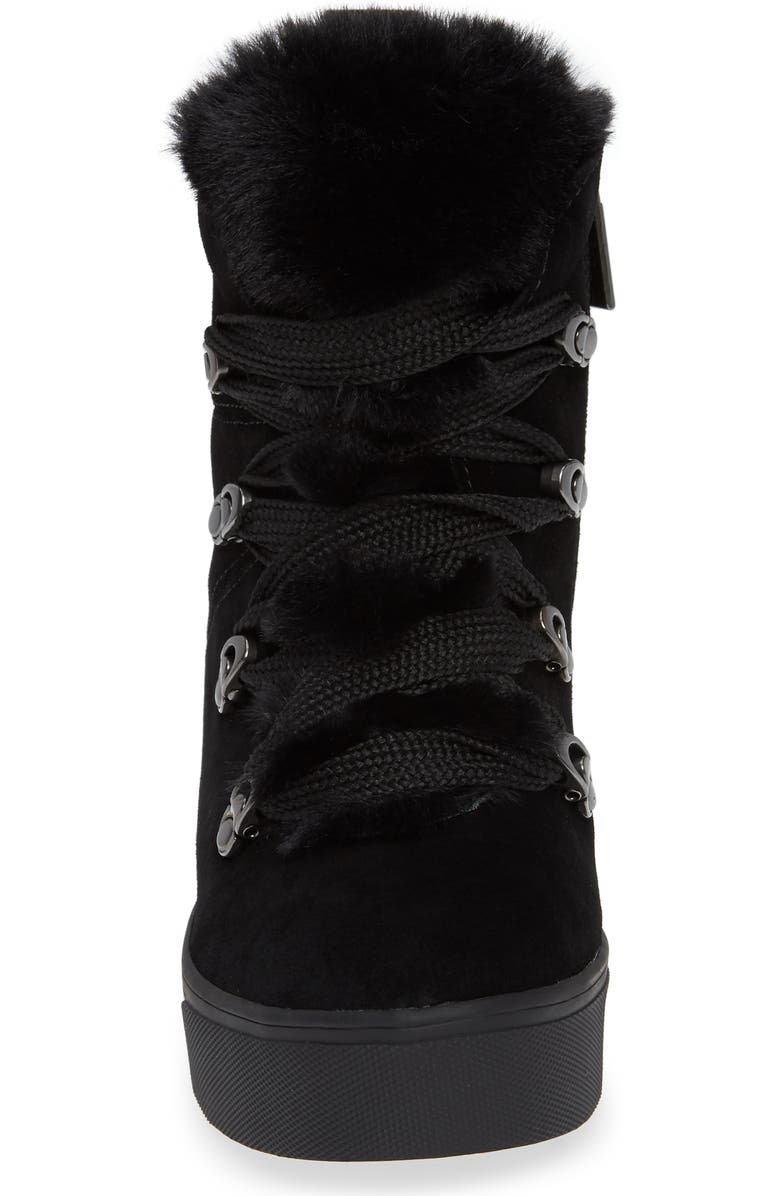 JSlides Whitney Faux Fur Trim High Top Sneaker, Alternate, color,