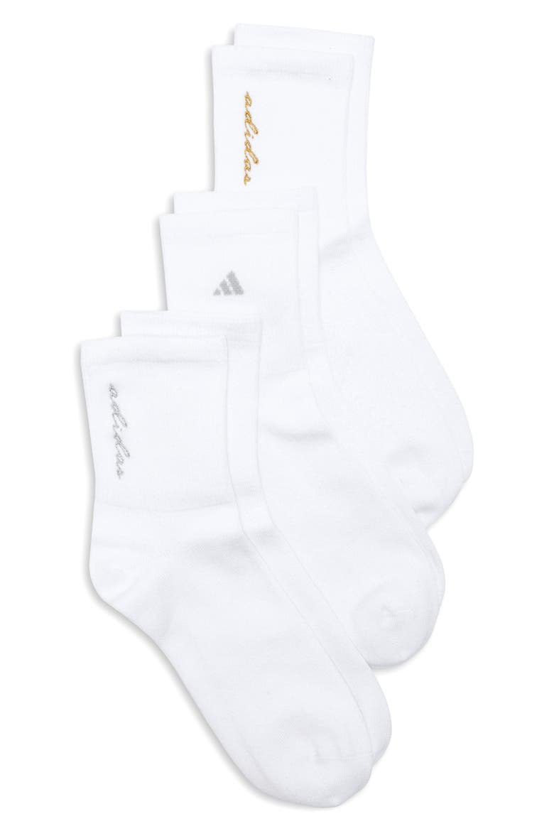 Luxe 3-Pack High Quarter Socks, Main, color, WHITE/ GOLD/ SILVER