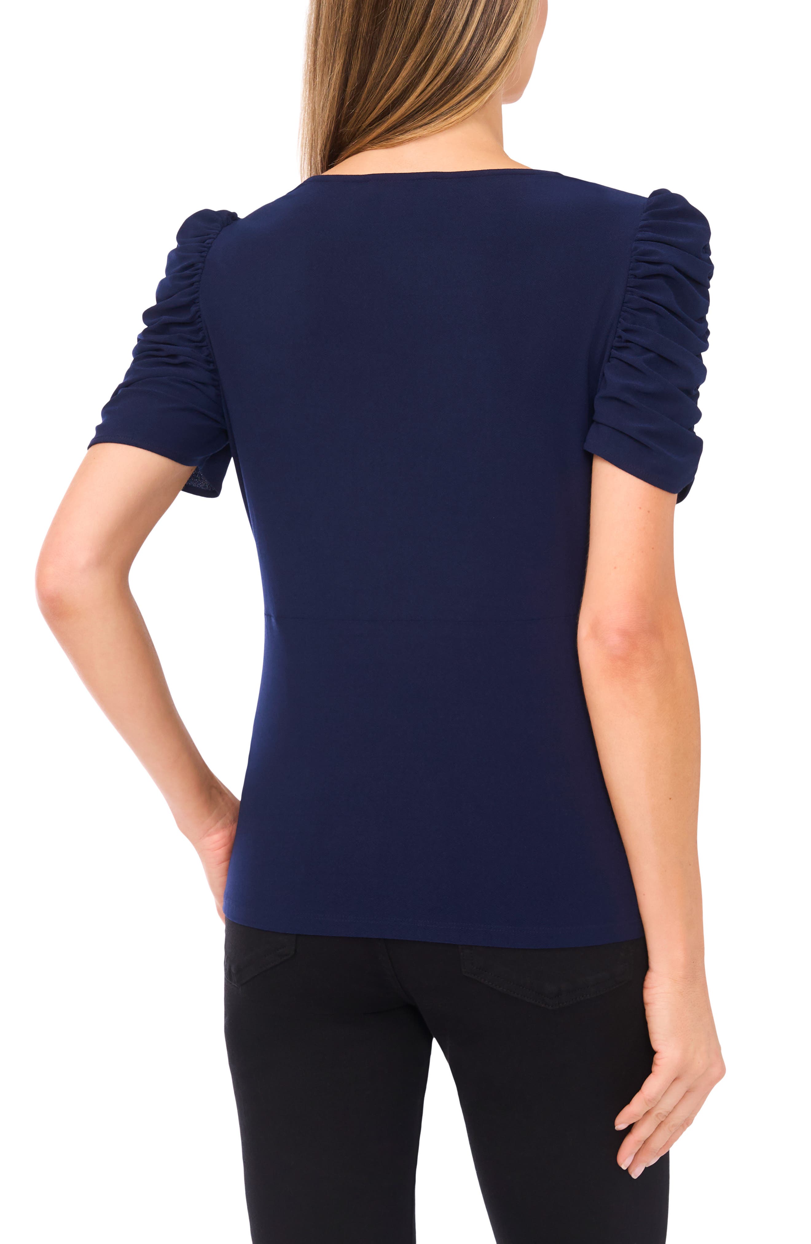 Puff Sleeve Crepe Top - image 2