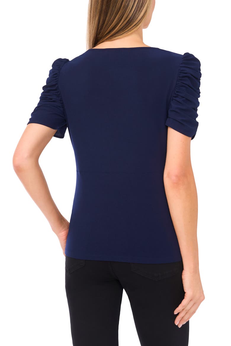 Puff Sleeve Crepe Top, Alternate, color, CLASSIC NAVY